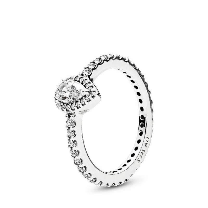 Pandora Radiant Teardrop Statement Ring Ireland - Sterling Silver/Cubic Zirconia - 293684LFK